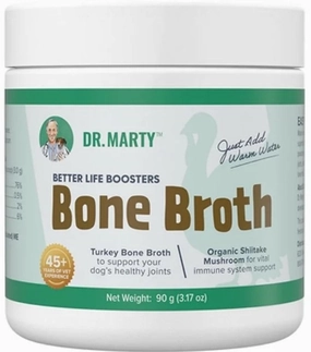Dr. Marty's Dog Food Topper Life Booster Bone Broth Powder Turkey 3.17oz Jar puppy food,chew toy for puppies,small dog treats