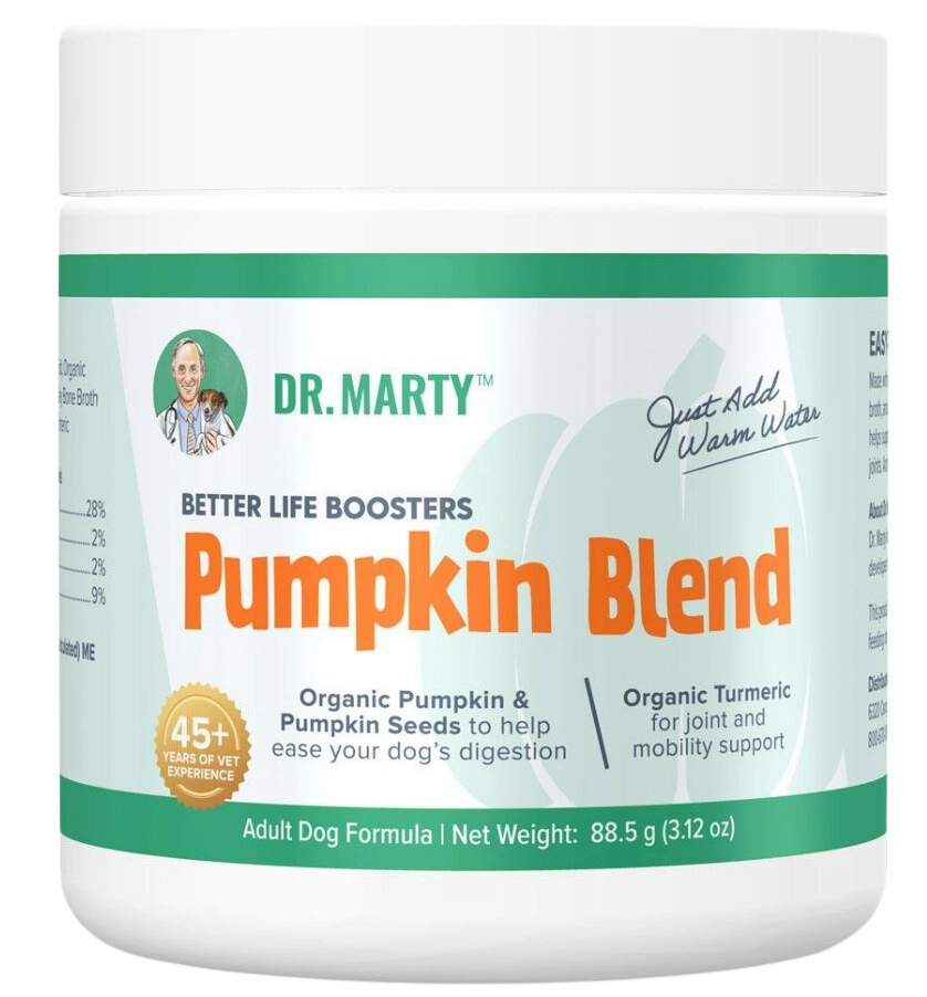 Dr. Marty's Dog Food Topper Life Booster Pumpkin Blend 3.17oz Jar puppy food,chew toy for puppies,small dog treats