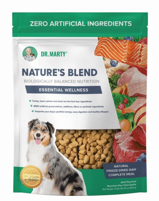 Dr. Marty's Freeze-Dried Dog Food Nature's Blend Essential Wellness frozen pet food,frozen raw meals,dog frozen nuggets