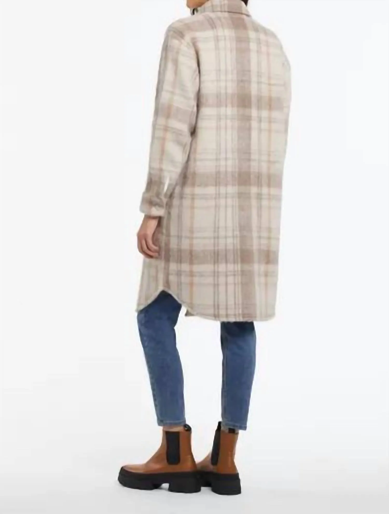 Drop Shoulder Long Shacket In Camel