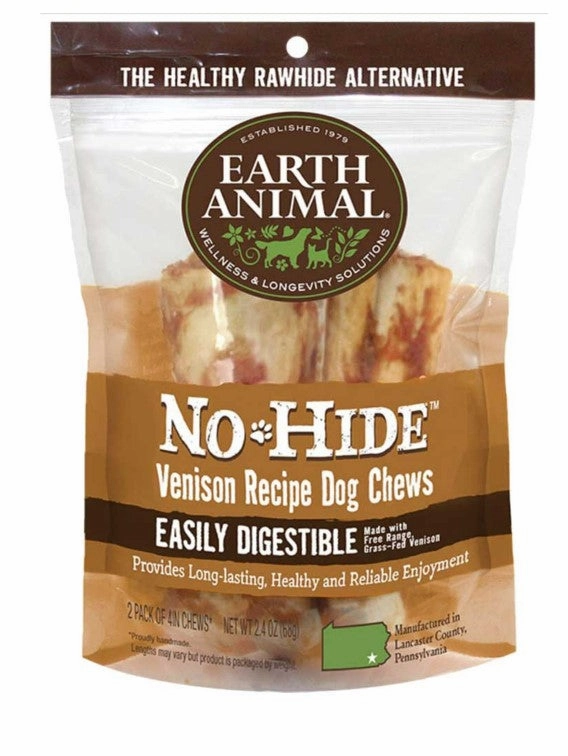 Earth Animal No-Hide Chews Packages - Venison 4" 2pk pet id tag,personalized dog tag,engraved cat id