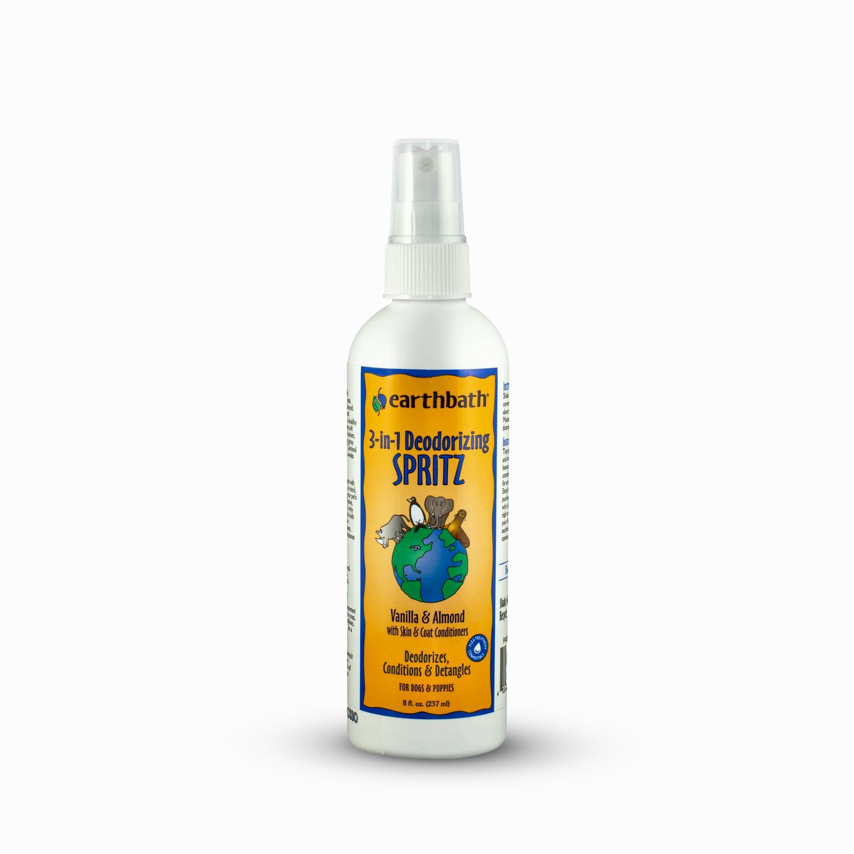 Earthbath Spritz 3-in-1 Deodorizing, Conditioning & Detangling - Vanilla & Almond - 8oz Spray Bottle