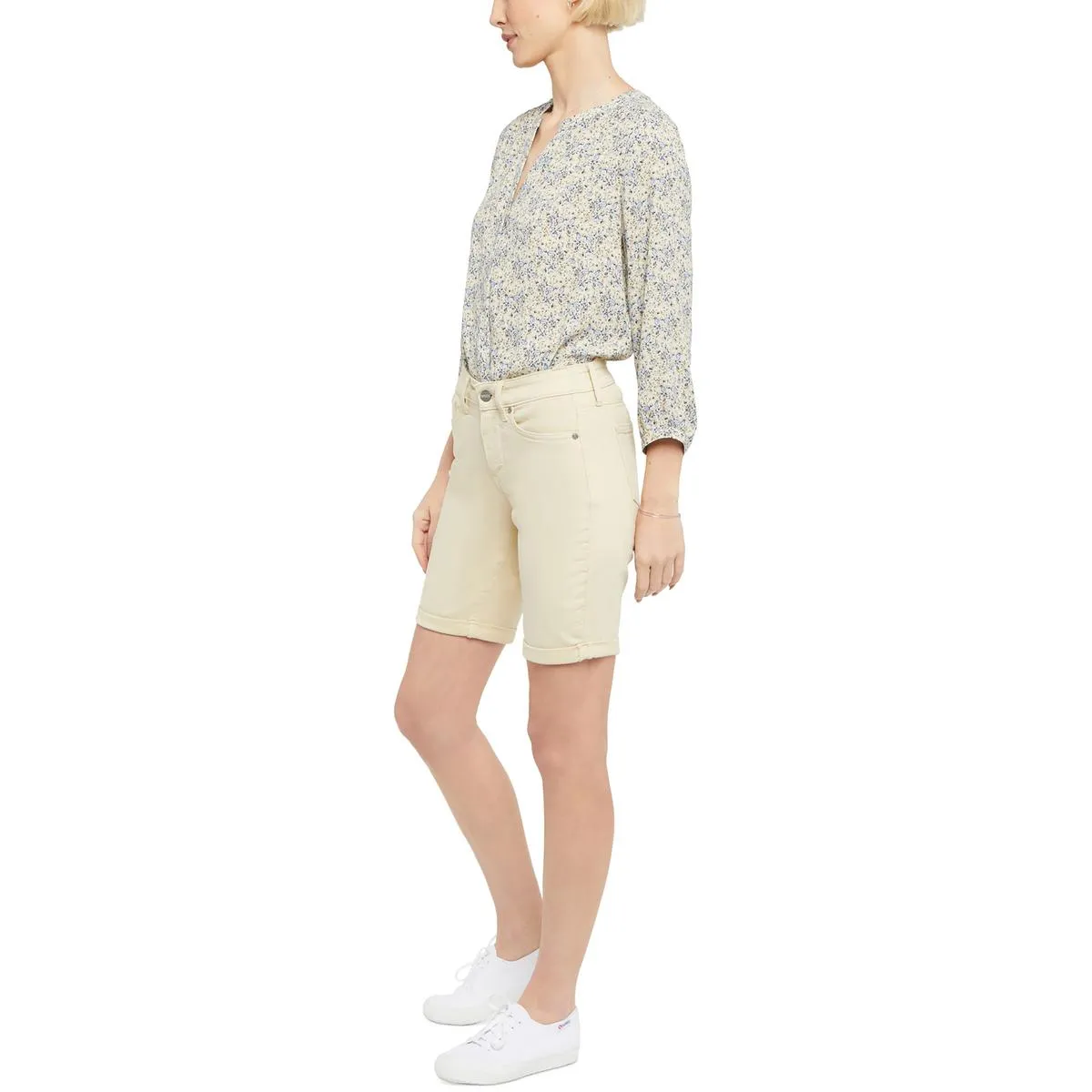 Ella Womens Roll-Cuff Stretch Denim Shorts