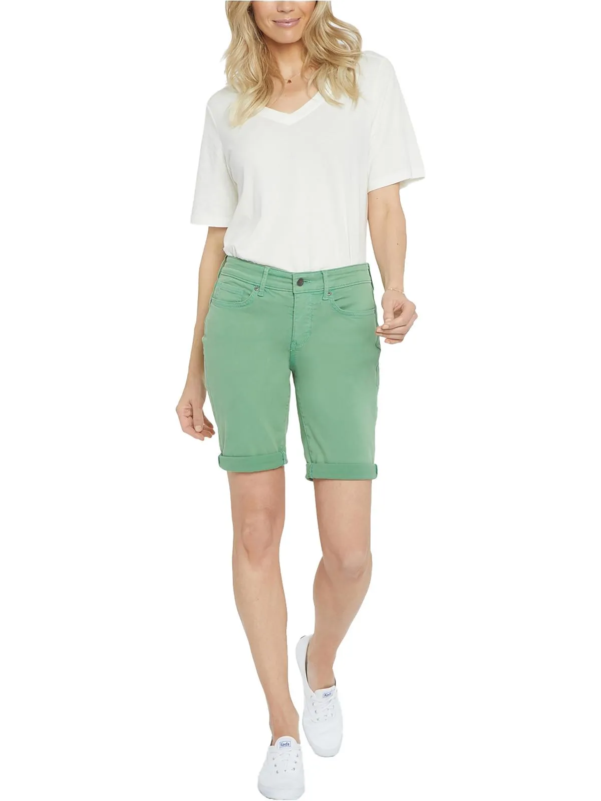 Ella Womens Roll-Cuff Stretch Denim Shorts