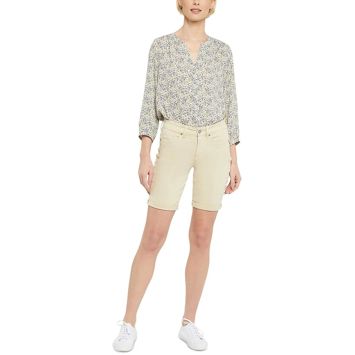 Ella Womens Roll-Cuff Stretch Denim Shorts