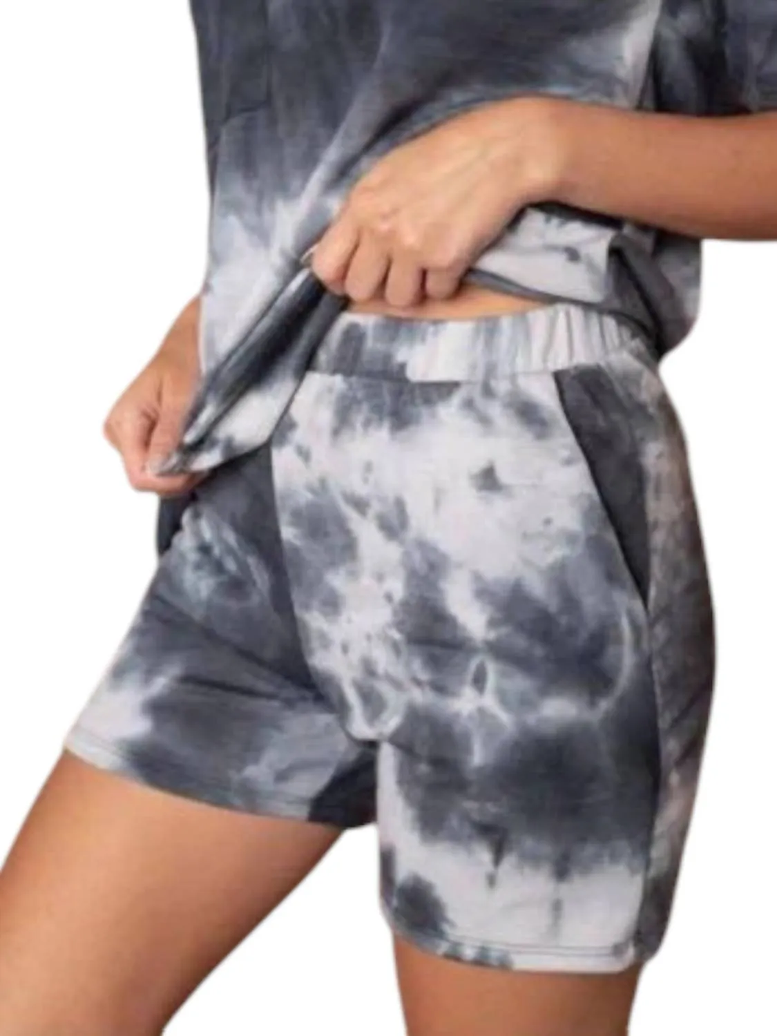 Ellie Tie Dye Short Set In Charcoal