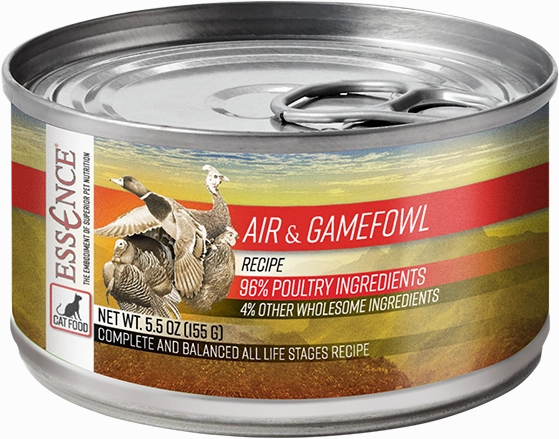 Essence Wet Cat Food Air & Game Fowl Recipe 5.5oz Can Single grain free wet cat food,senior cat wet food,cat pt
