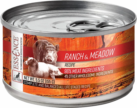 Essence Wet Cat Food Ranch & Meadow Recipe 5.5oz Can Single grain free wet cat food,senior cat wet food,cat pt