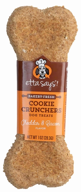 Etta Says! Cookie Cruncher Cheddar & Bacon 1oz dog biscuit treats,crunchy dog snacks,dog cookies