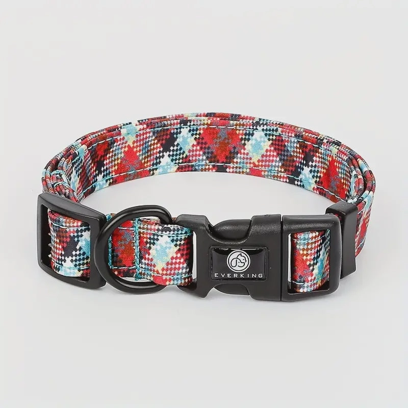 Everking Adjustable Dog Collars - Red - Large dog harness and leash,reflective dog collar,pet walking gear