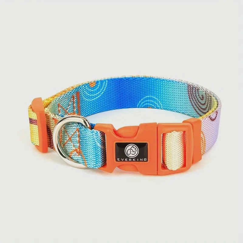 Everking Techno Dog Collars - Lake Blue - Large dog harness and leash,reflective dog collar,pet walking gear