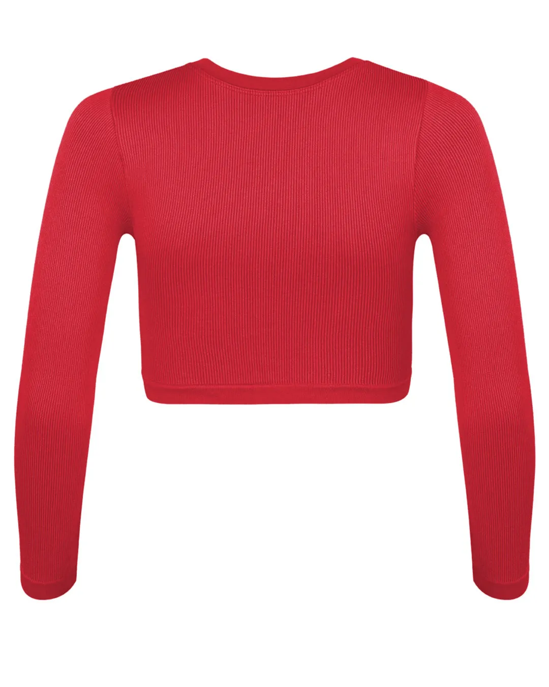 EVOKE Ribbed Long-Sleeve Crop Top | Cerise