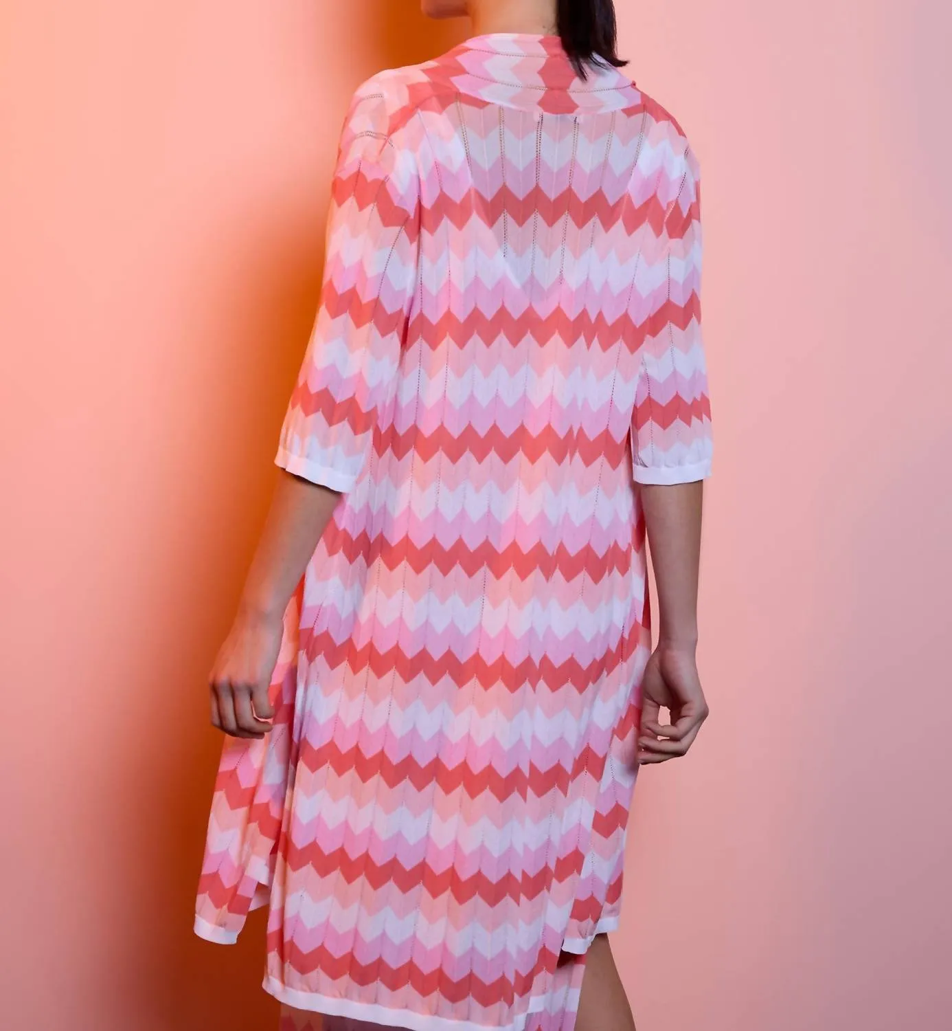 Evora Duster In Pink Multi