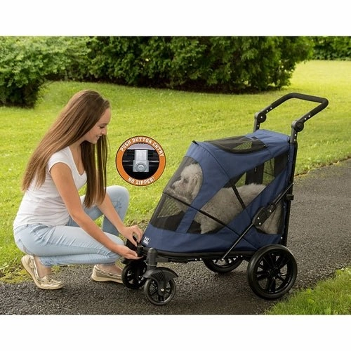 Excursion NO-ZIP Pet Stroller - Midnight Blue dog travel crate,airline approved dog carrier,dog transport bag