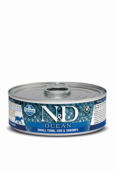 Farmina Ocean Wet Cat Food N&D Tuna, Cod & Shrimp Stew 2.5oz Can Single grain free wet cat food,senior cat wet food,cat pt
