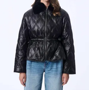 Faux Fur Zip Jacket In Black