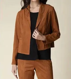Faux Suede Seamed Jacket In Ginger