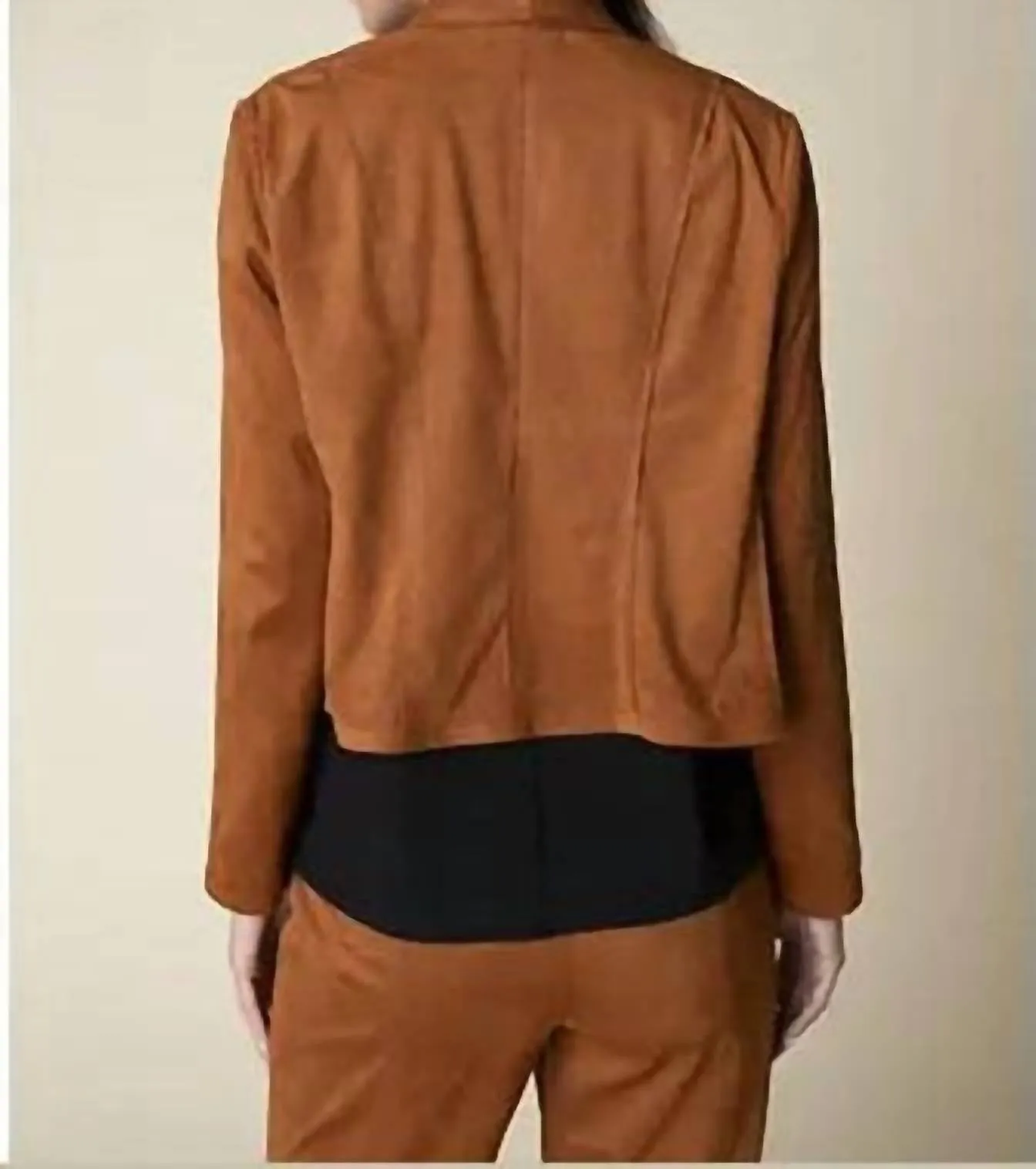 Faux Suede Seamed Jacket In Ginger