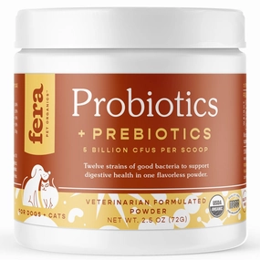 Fera Pets Organic Probiotics   Prebiotics Supplement Powder For Cats & Dogs 2.5oz digestive care dog food,urinary care cat food,sensitive stomach pet food