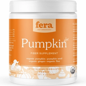 Fera Pets Organic Pumpkin Plus Fiber Support Supplement Powder For Cats & Dogs 8oz digestive care dog food,urinary care cat food,sensitive stomach pet food