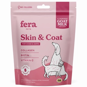 Fera Pets Skin & Coat Goat Milk Supplement Powder For Cats & Dogs 6.34oz small pet habitat,pet cage accessories,small animal home