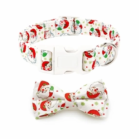 Festive Christmas Dog Collar with Detachable Bow Tie - Large dog harness and leash,reflective dog collar,pet walking gear