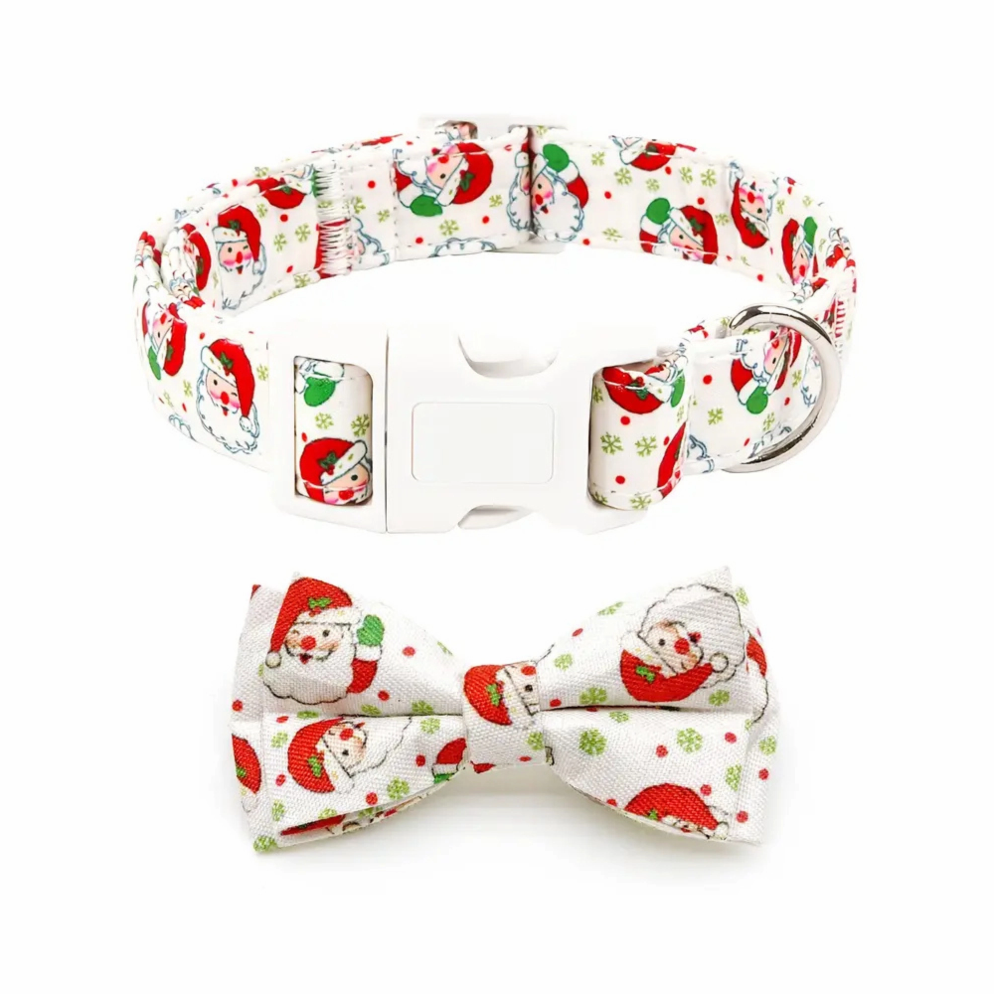 Festive Christmas Dog Collar with Detachable Bow Tie - Large dog harness and leash,reflective dog collar,pet walking gear