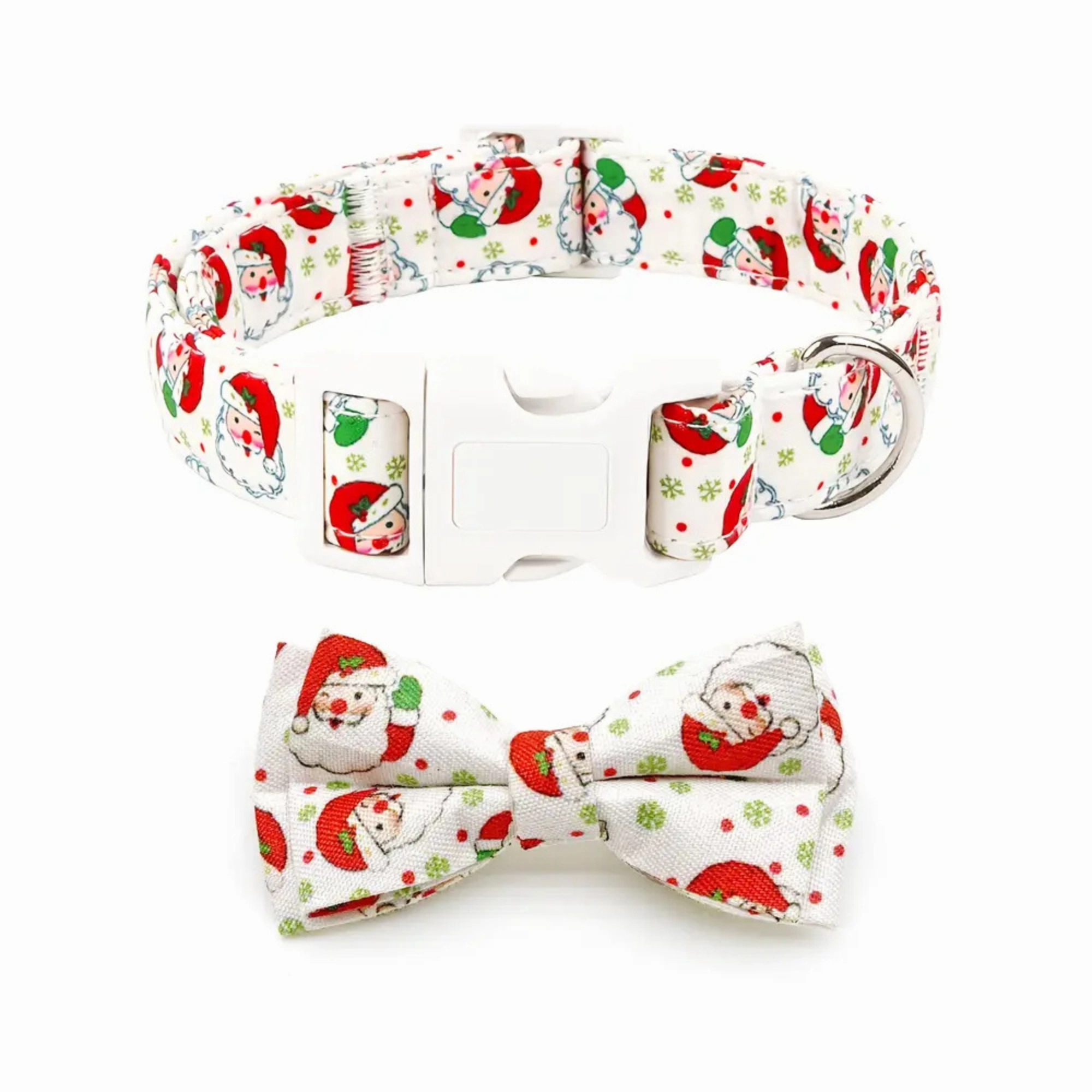 Festive Christmas Dog Collar with Detachable Bow Tie - Medium dog harness and leash,reflective dog collar,pet walking gear