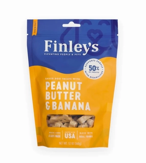 Finley's Dog Biscuits Peanut Butter Banana 12oz Bag dog biscuit treats,crunchy dog snacks,dog cookies