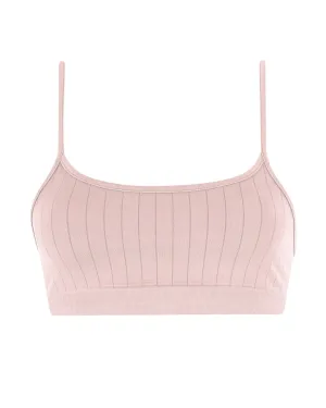 FLAT RIBBED SINCERE Bikini Bra Top | Blush