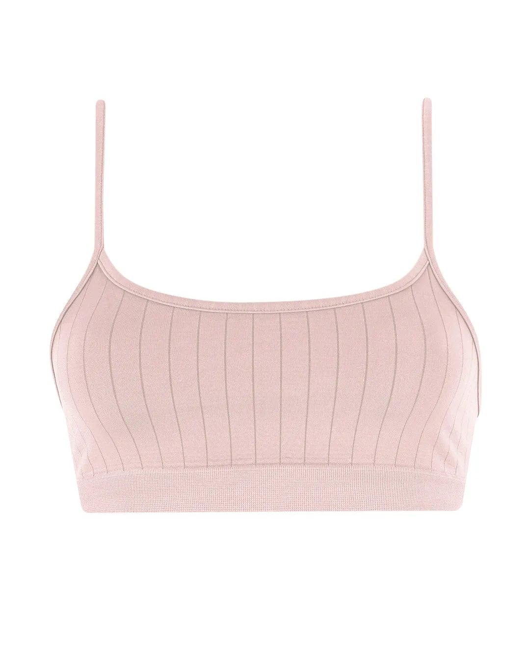 FLAT RIBBED SINCERE Bikini Bra Top | Blush