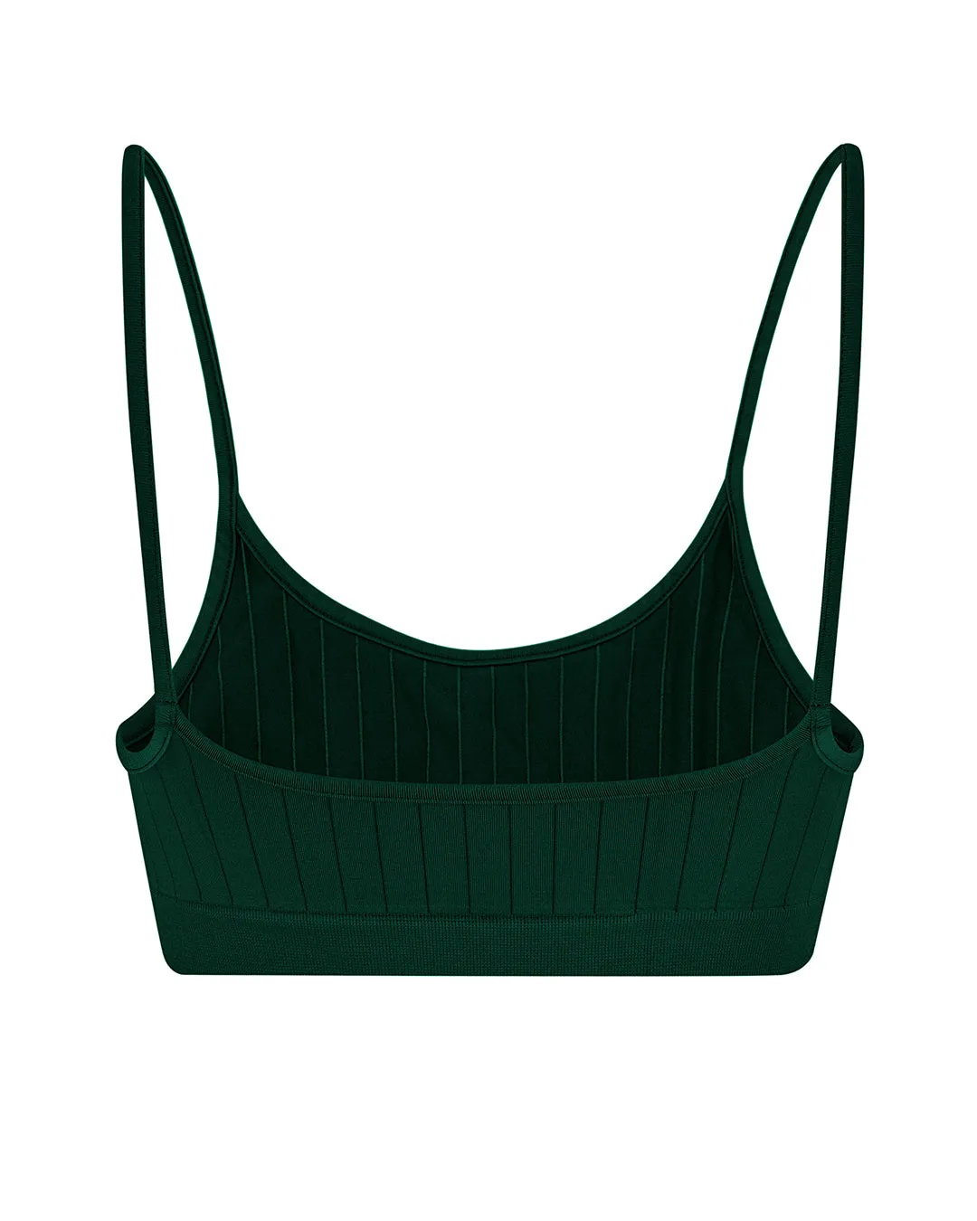 FLAT RIBBED SINCERE Bikini Bra Top | Dark Green