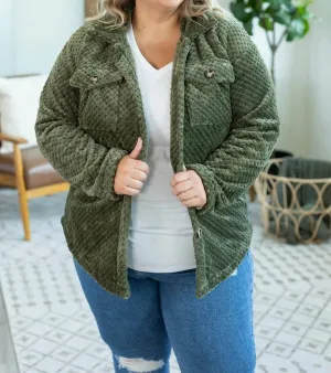 Fleece Shacket In Olive