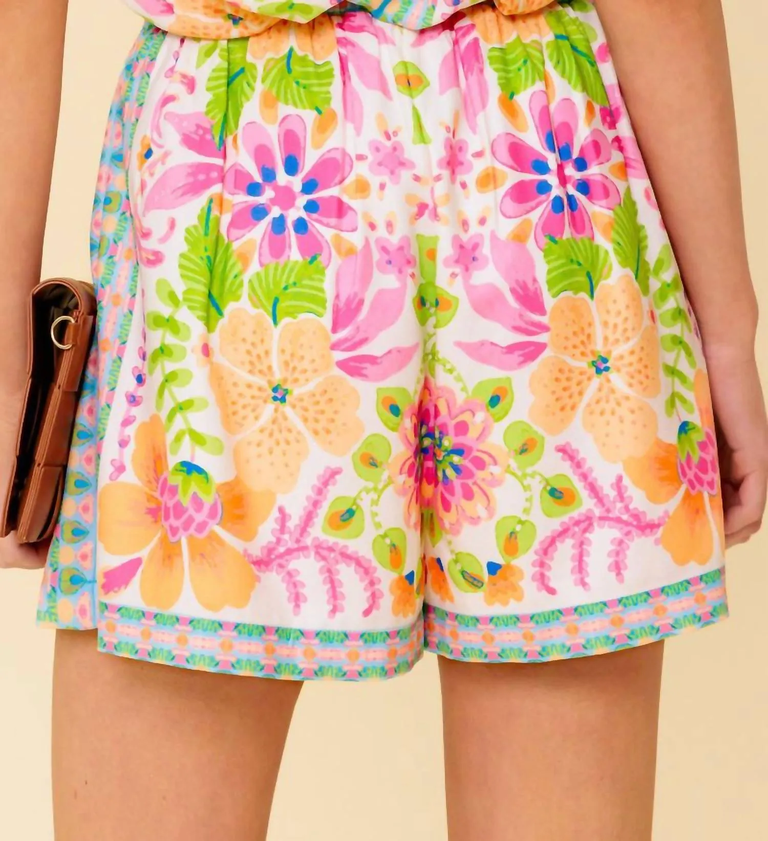 Floral Cami And Short Set In Ivory