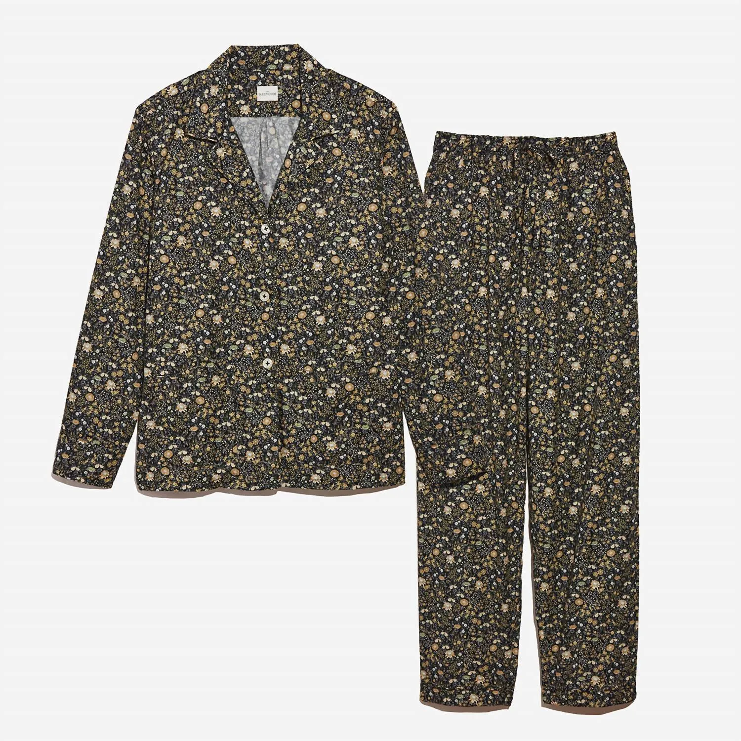 Floral Organic Cotton Long Pajama Set In Autumn Floral