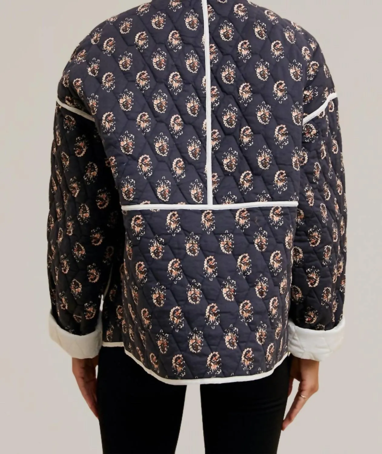 Floral Quilted Jacket In Navy