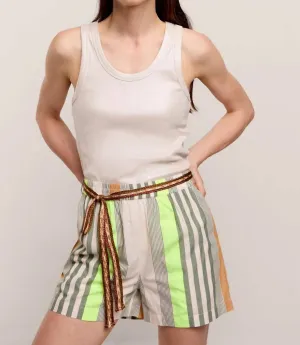 Fluorescent Stripe Short In Green