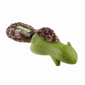 Forestails Squirel Push to Mute w/ Plush Tail Green durable dog toy,rope chew toy,interactive dog toy