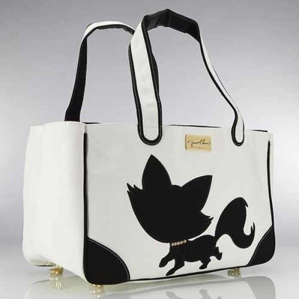 Foxy Pom Rescue Me Tote Canvas Dog Carrier White dog bowtie leather collar dog charm dog party wear dog scarf set