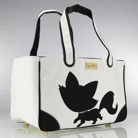 Foxy Pom Rescue Me Tote Canvas Dog Carrier White dog bowtie leather collar dog charm dog party wear dog scarf set