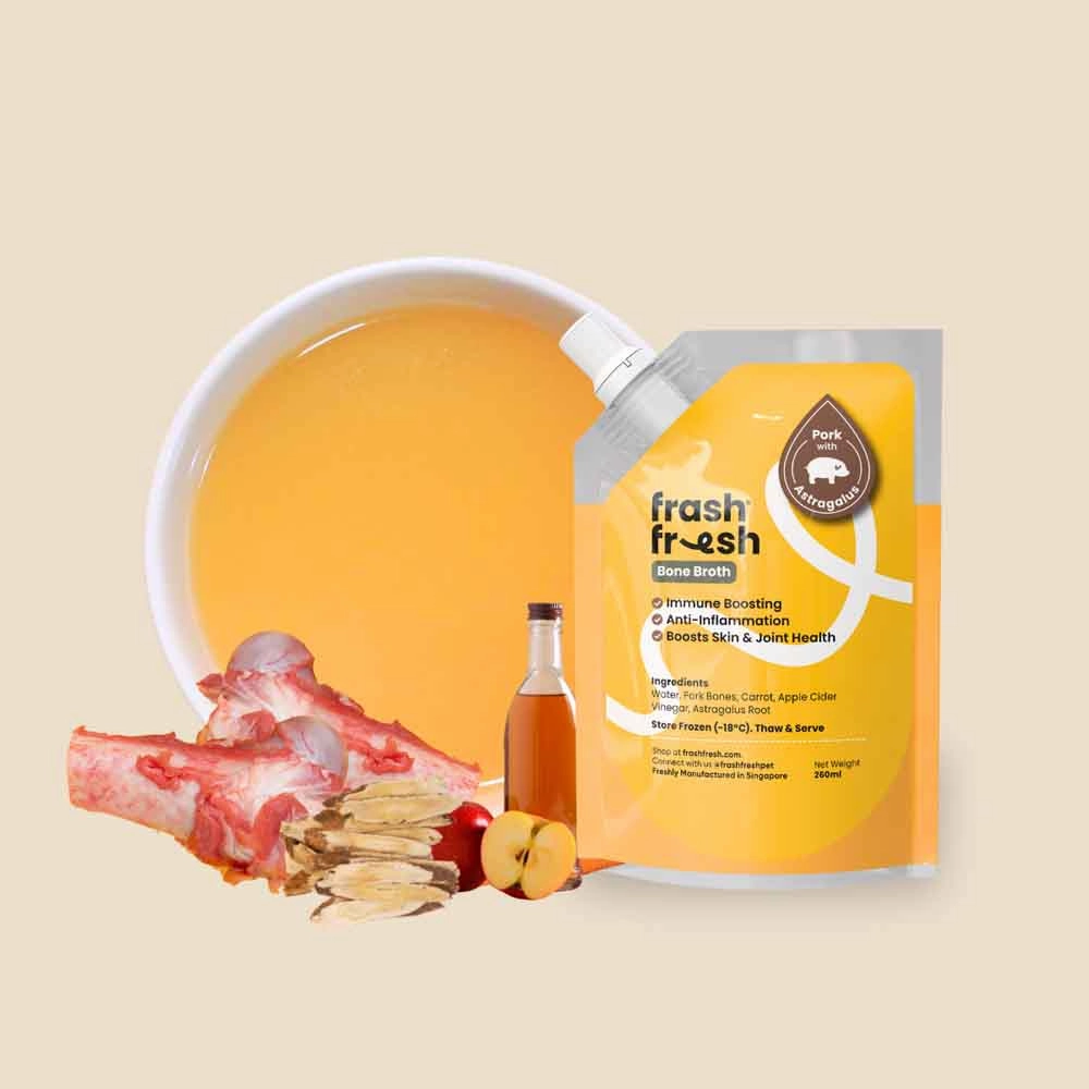 frashfresh Health Pork with Astragalus Root Frozen Bone Broth For Dogs & Cats 260ml raw pet food,frozen meat dog,raw feeding dog