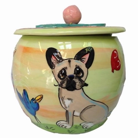 French Bulldog 2 Dog Treat Jar pet apparel,dog hoodie,fashionable pet wear