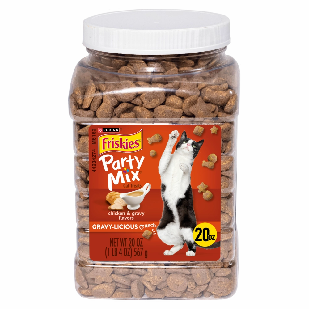 Friskies Party Mix Crunch Gravylicious Chicken & Gravy Flavors Cat Treats cat supplies,cat essentials,cat accessories