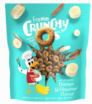 Fromm Dog Biscuits Crunchy O's Banana Kablammas 26oz Bag dog biscuit treats,crunchy dog snacks,dog cookies