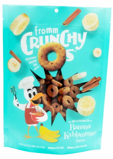 Fromm Dog Biscuits Crunchy O's Banana Kablammas 6oz Bag dog biscuit treats,crunchy dog snacks,dog cookies