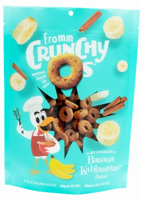 Fromm Dog Biscuits Crunchy O's Banana Kablammas 6oz Bag dog biscuit treats,crunchy dog snacks,dog cookies