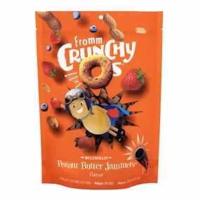 Fromm Dog Biscuits Crunchy O's Peanut Butter Jammers 6oz Bag dog biscuit treats,crunchy dog snacks,dog cookies