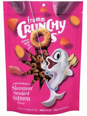 Fromm Dog Biscuits Crunchy O's Slammon' Smoked Salmon 6oz Bag dog biscuit treats,crunchy dog snacks,dog cookies