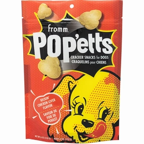 Fromm Dog Biscuits Popetts Cracker Snacks for Dogs - Chicken Liver 6oz Bag dog biscuit treats,crunchy dog snacks,dog cookies