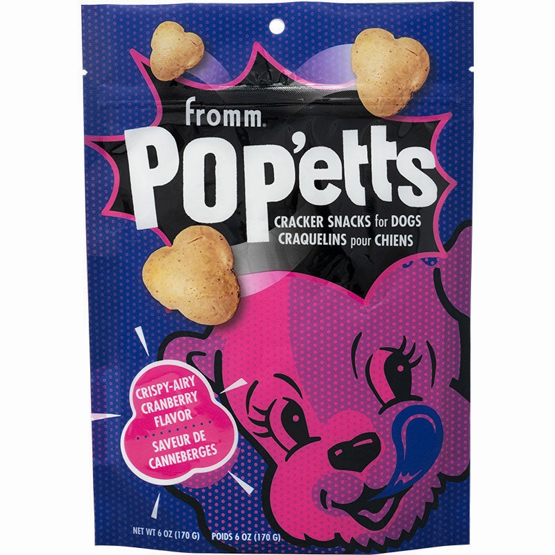Fromm Dog Biscuits Popetts Cracker Snacks for Dogs - Cranberry 6oz Bag dog biscuit treats,crunchy dog snacks,dog cookies